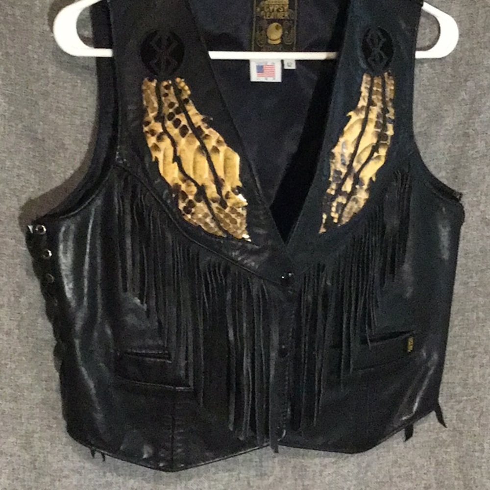 Women’s fringed Gypsy Leather and snake vest
